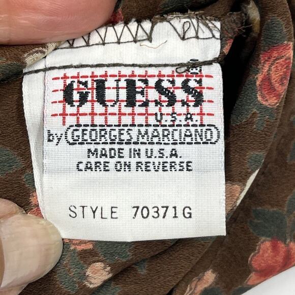 Vintage Guess Blouse Top Women M Brown Floral Y2K Boho Hippie 80s Festival - Picture 4 of 14